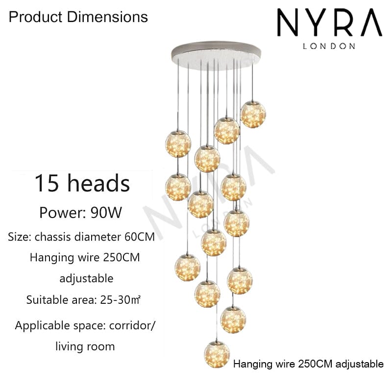LuminaOrb Staircase Chandelier Energy-Efficient LED Glow - OpalDwell