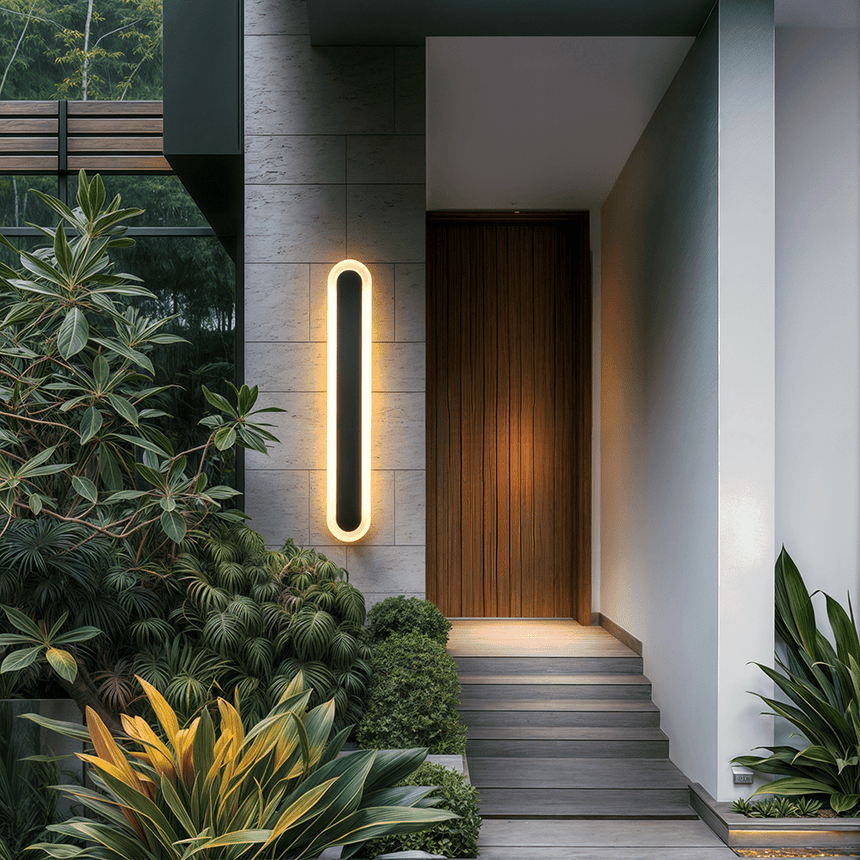 Black outdoor LED wall light for exterior walls