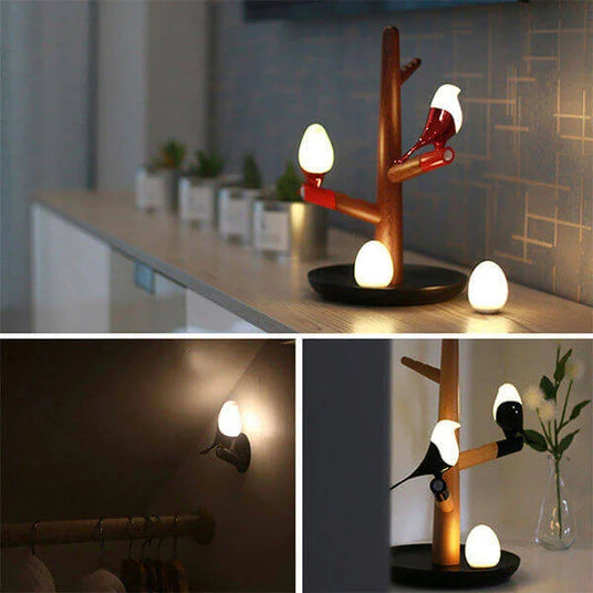 Wood Table Lamp – motion sensor design detail view | OroDwell