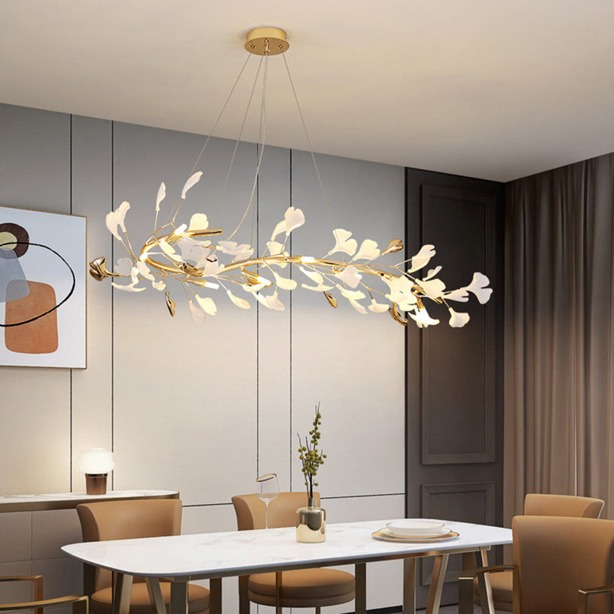 Ceramic and Metal Chandelier with Warm LED Light