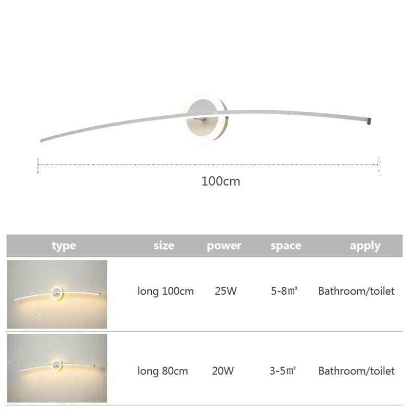 Led bathroom mirror wall light for modern bathroom decor