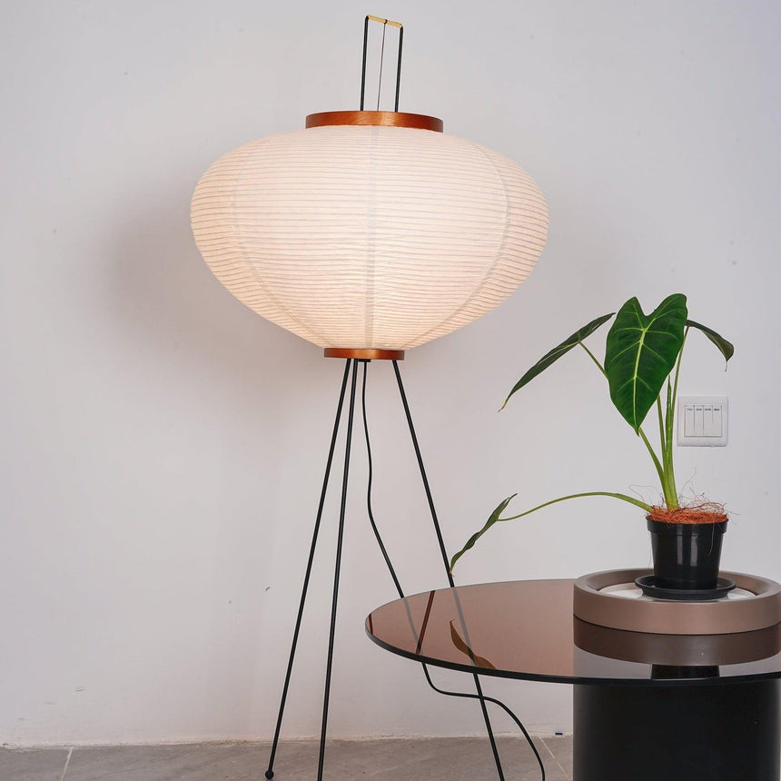 Rice Paper Floor Lamp Metal Base Detail