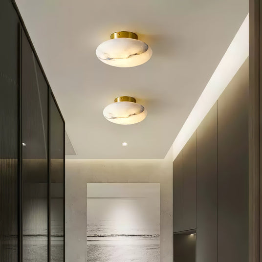 Alabaster and Brass Wall Sconce Fixture