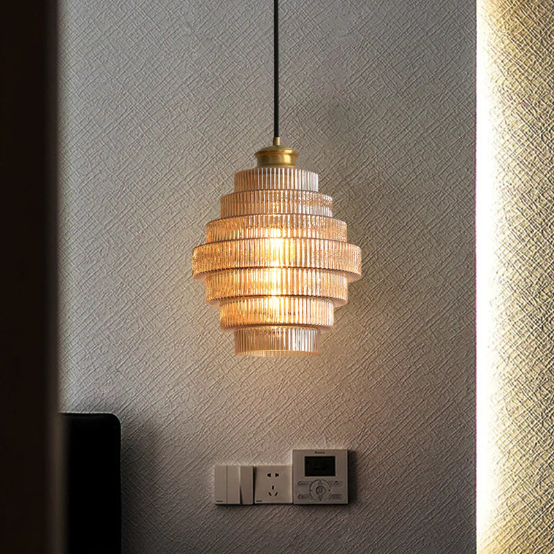 Brass and glass pendant lamp for contemporary homes