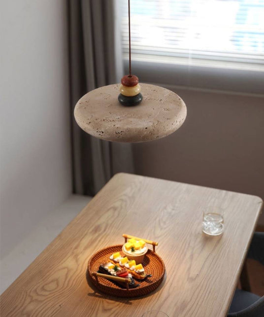 Travertine Pendant Walnut Color Detail
