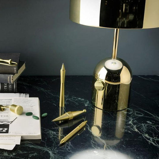 Metal and acrylic Acrylic Table Lamp – warm glow design detail view | OroDwell