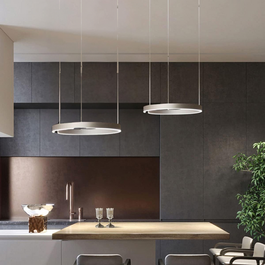 Integrated LED pendant light close-up finish
