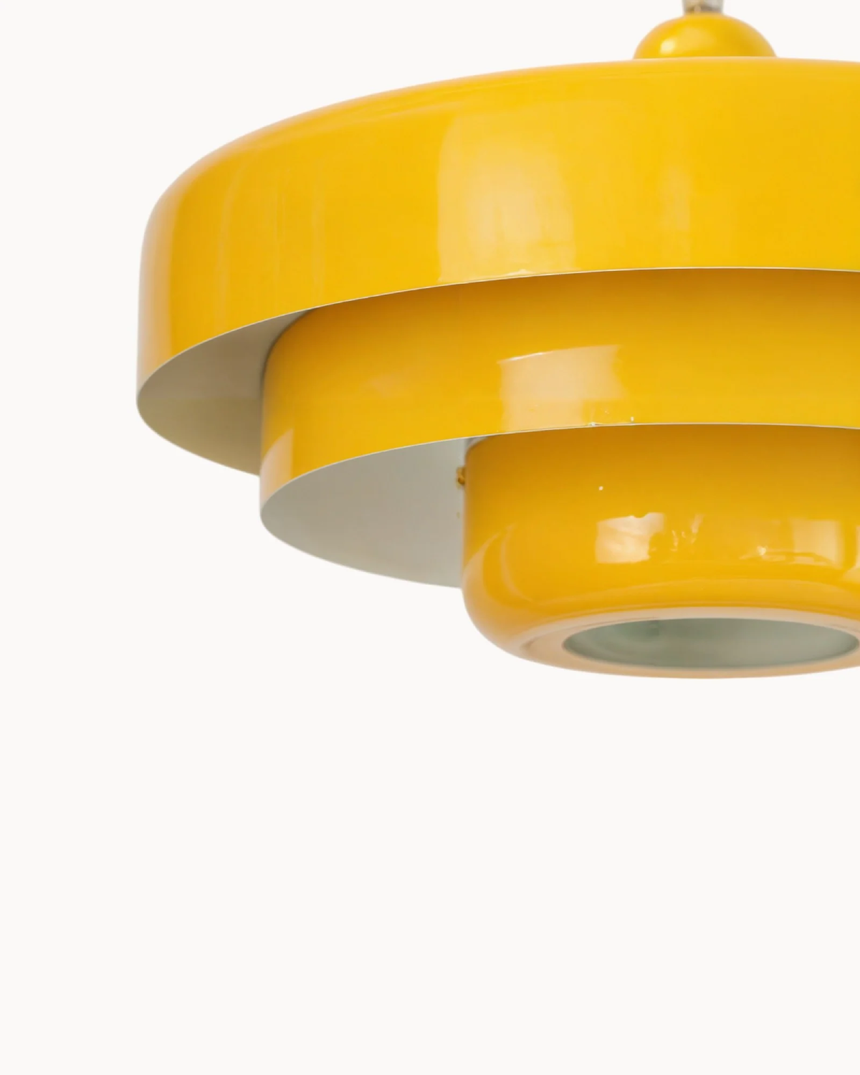 Solara Retro Orange Pendant Light lightweight ceiling installation - OpalDwell