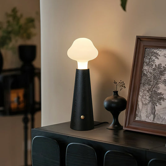 Metal, wood and acrylic Acrylic Table Lamp – poetic design detail view | OroDwell