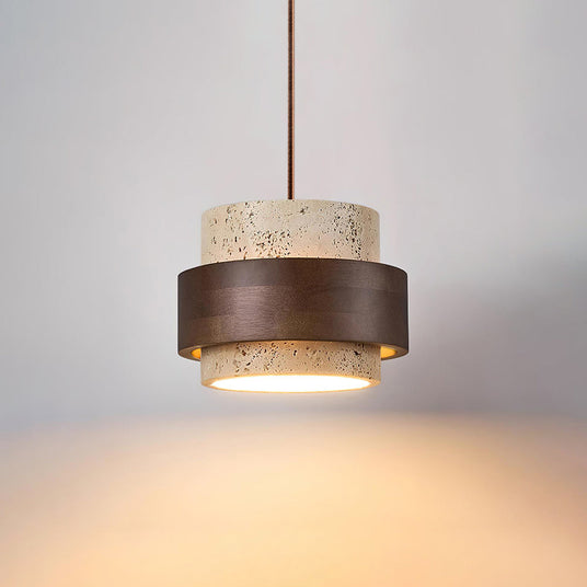 Walnut wood band pendant light