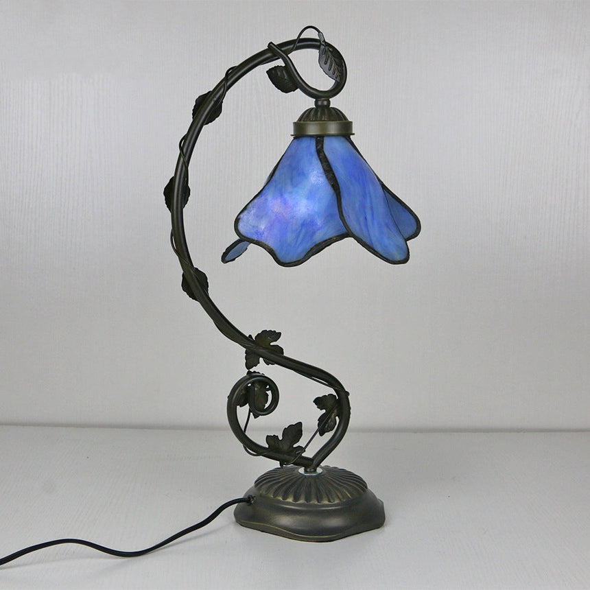 Resin Table Lamp with Engraved Glass Accents