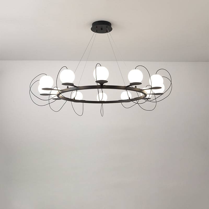 Globe Chandelier Installed Overhead View OpalDwell