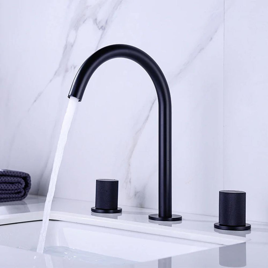 Dual-handle basin faucet with included mounting hardware - deck mounted installation
