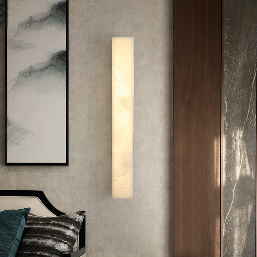 brass and alabaster wall-mounted lamp - styled bedroom setting