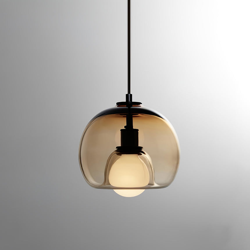 Glass and Metal Pendant Light for Dining Area