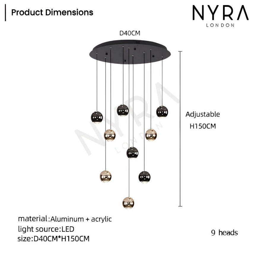 Clear Glass Chandelier Nine Head Configuration