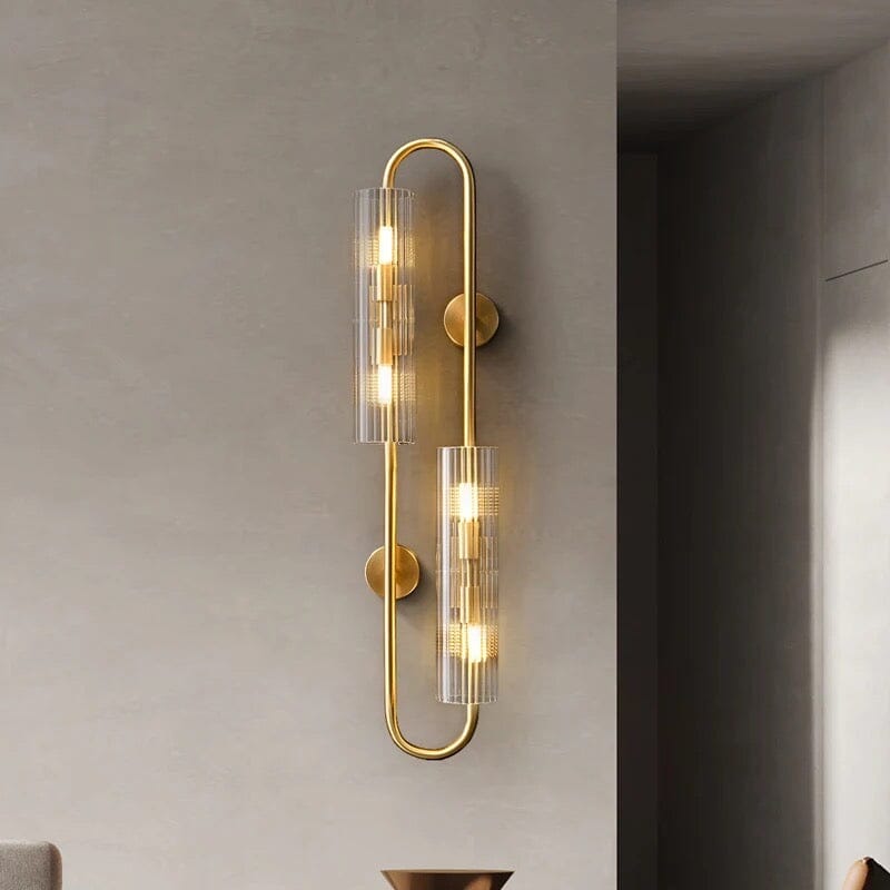 Paired wall lamps above a console table