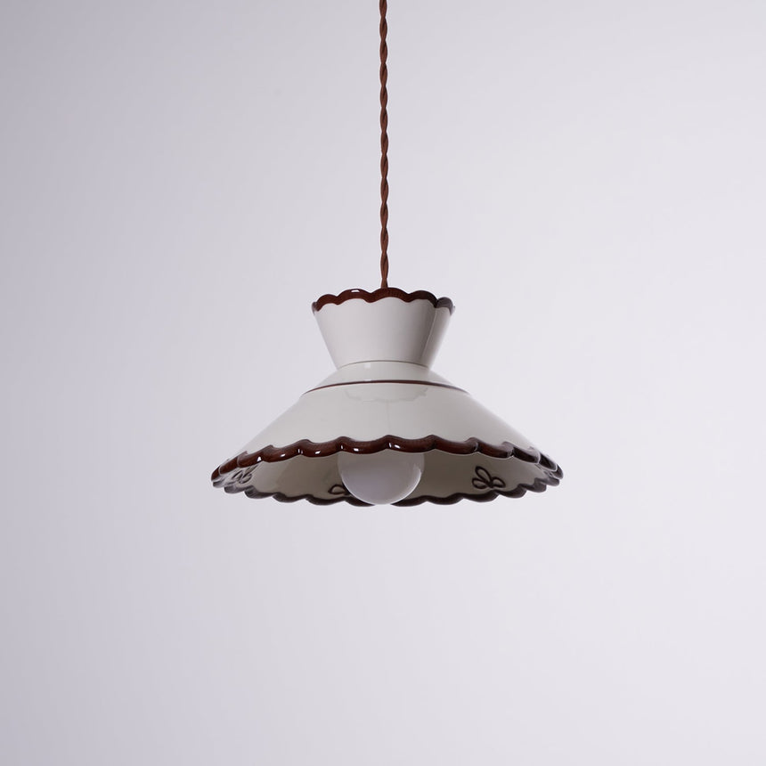 Ceramic Pendant Light Brown Edge Accent Close-Up