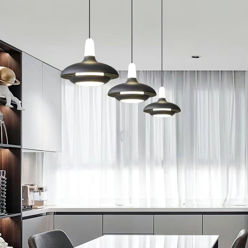 Aluminum Ceiling Light Installed Above Kitchen Island