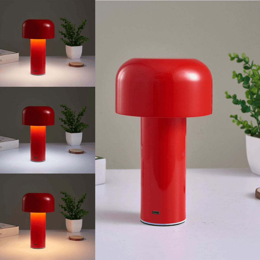 Cordless Bedside Lamp Compact Mushroom Silhouette
