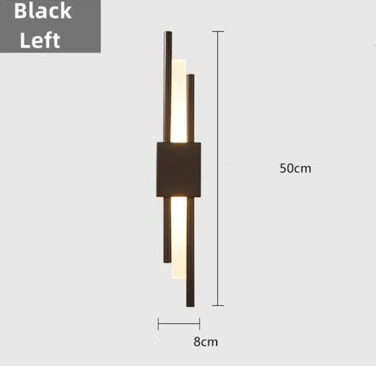 Black wall lamp dual-head design for bedroom