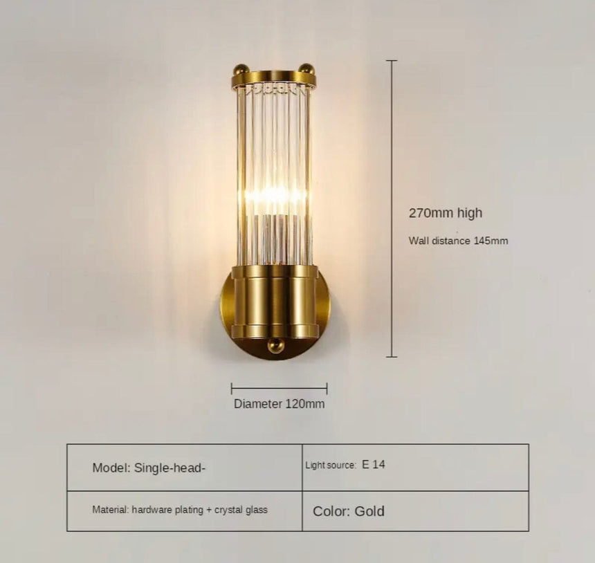 Dimmable crystal wall light for hallways