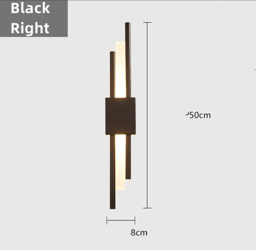 Black wall lamp warm ambient glow view