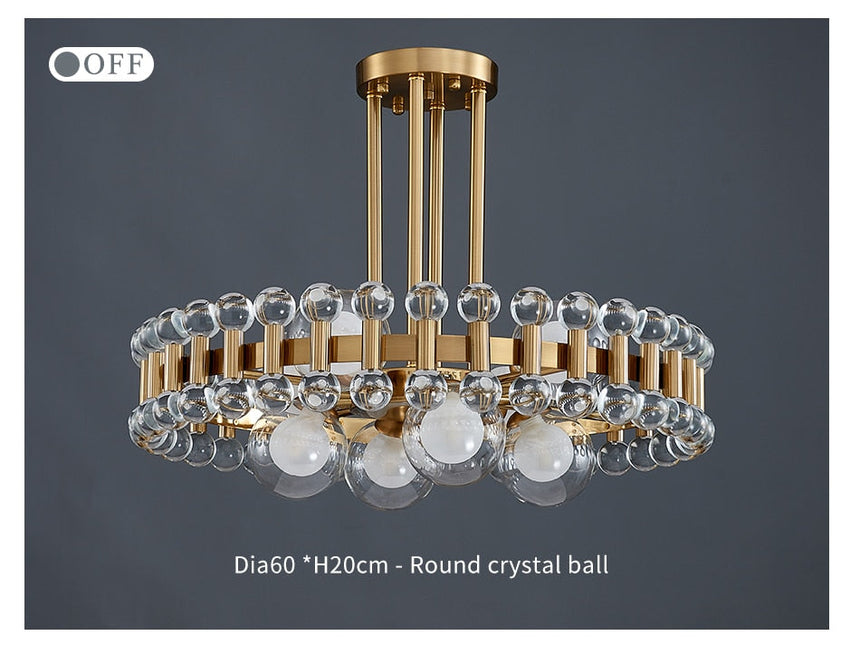 Round Crystal Chandelier Side Detail Close-Up View - OpalDwell