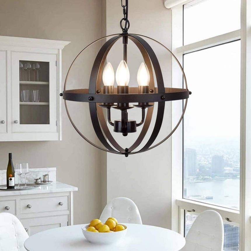 metal chandelier spherical design for dining room