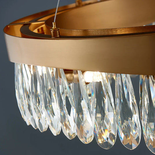 Chandelier - Gold Frame Teardrop Crystal Detail