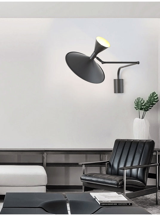 plug-in wall lamp close-up swing arm detail