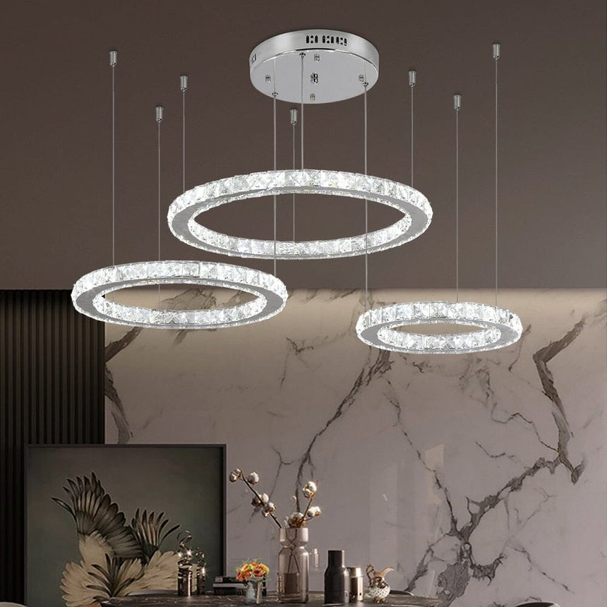 Marlow Chandelier - K9 Crystal and Polished Steel Detail