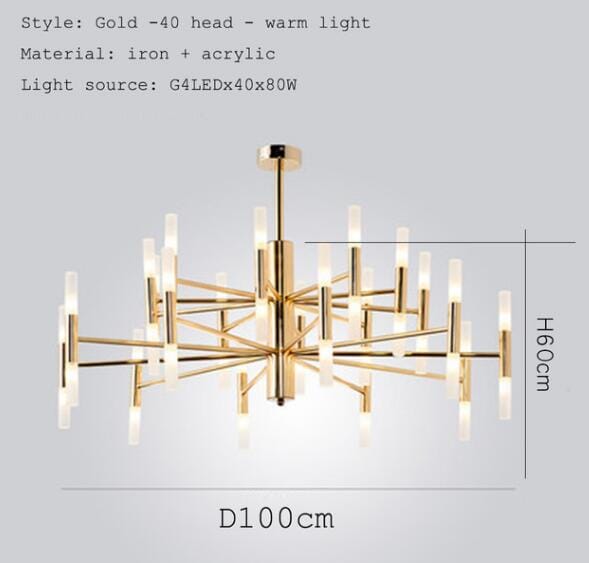 iron and acrylic chandelier with black and gold finish