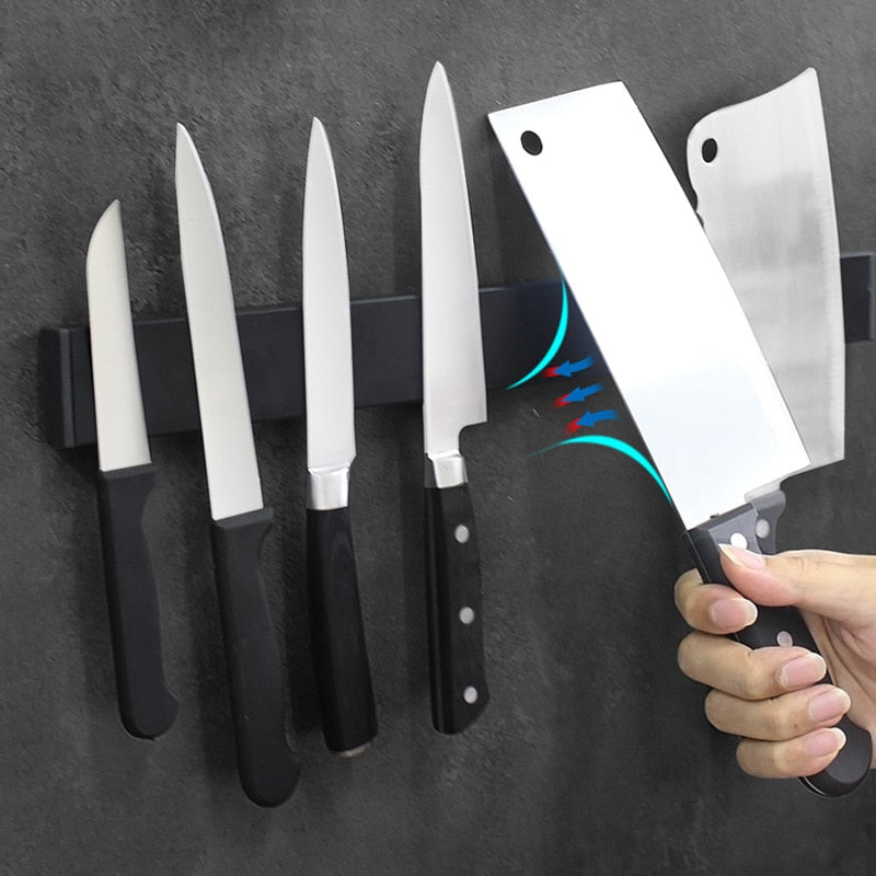 ZenithForge Magnetic Knife Rack holding kitchen knives - OpalDwell