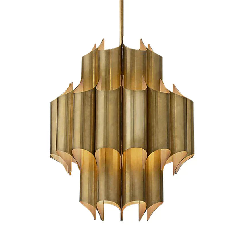 Gold Pendant Light LED Drop Design Warm Glow
