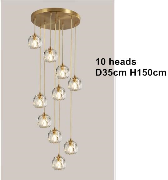 multi-head crystal pendant light configuration