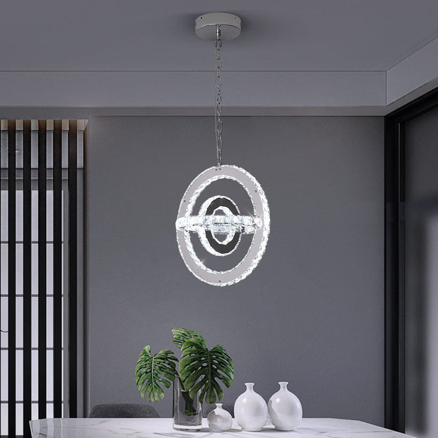 Crystal ring pendant lamp additional angle view