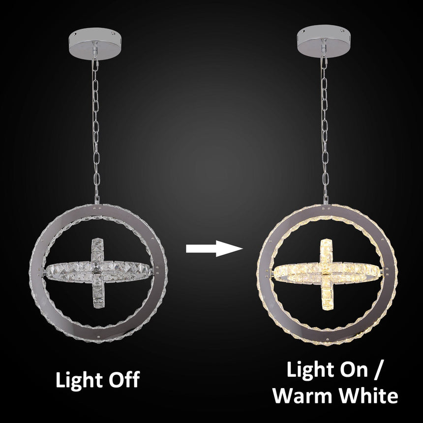 Crystal pendant chandelier for entryway lighting