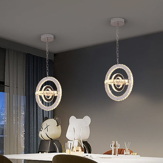 Crystal ceiling fixture for contemporary dining spaces