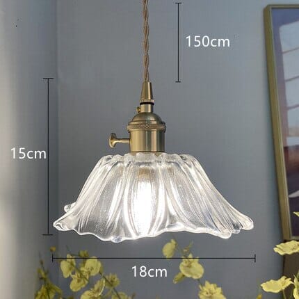 Floral Glass Pendant Light Side Angle View