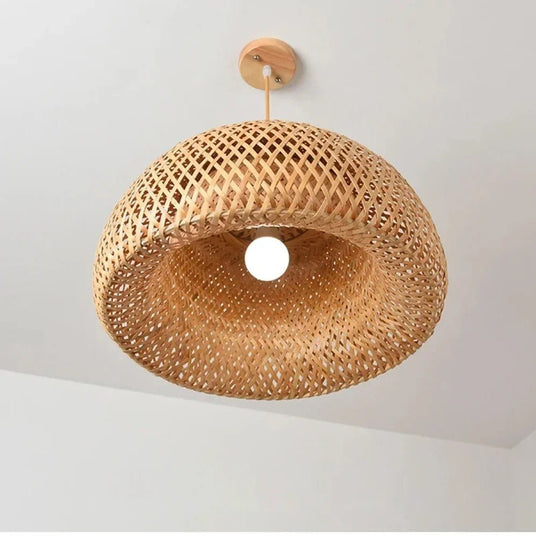 Bamboo hanging lamp cable and base detail