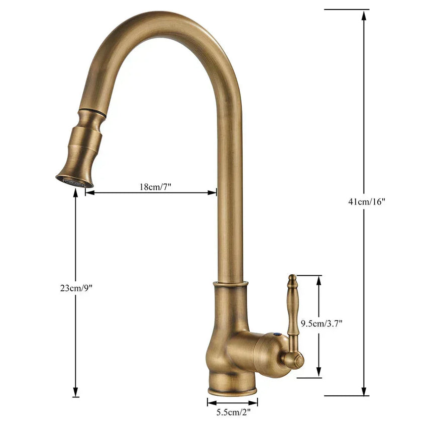 Antique brass swivel kitchen faucet - swivel spout