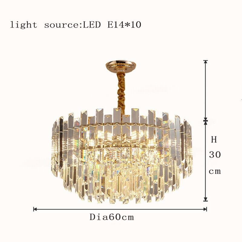 Liora Round LED Lamp With Golden Crystal for Dining Room