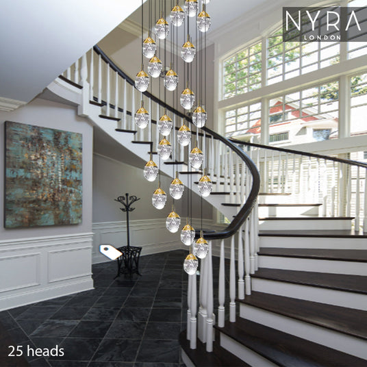 aluminum and crystal chandelier with polished finish