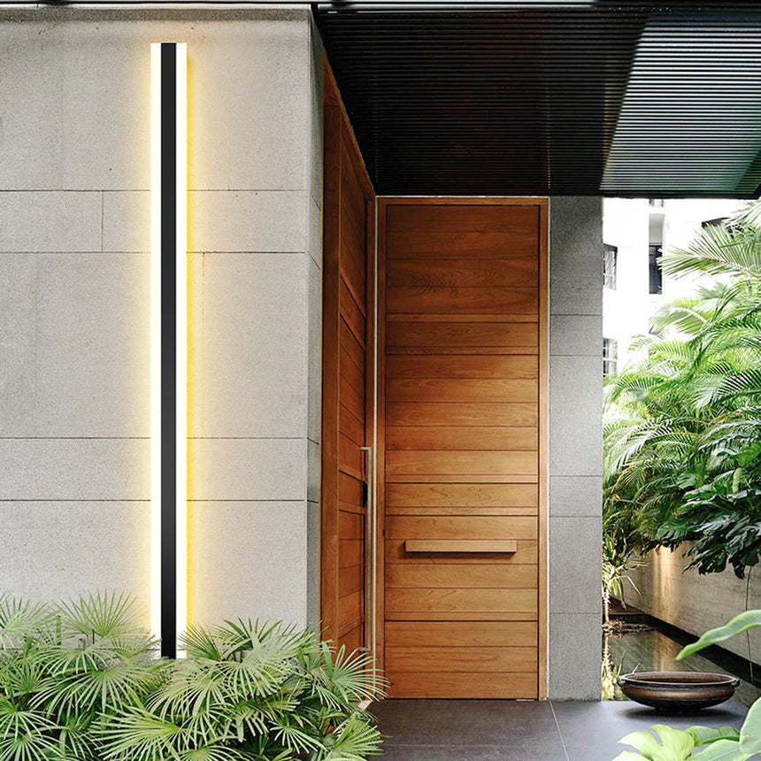 Long wall light for garage exteriors