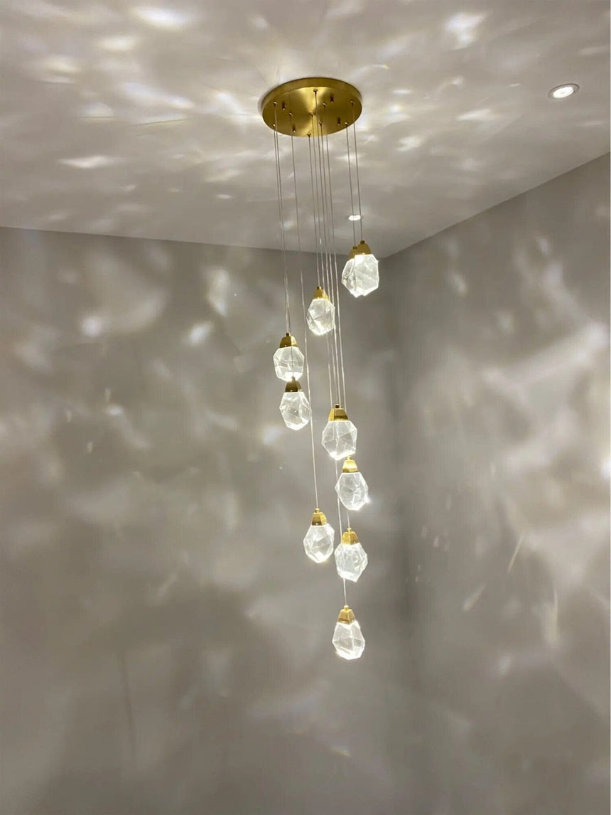 chandelier installed in living room setting