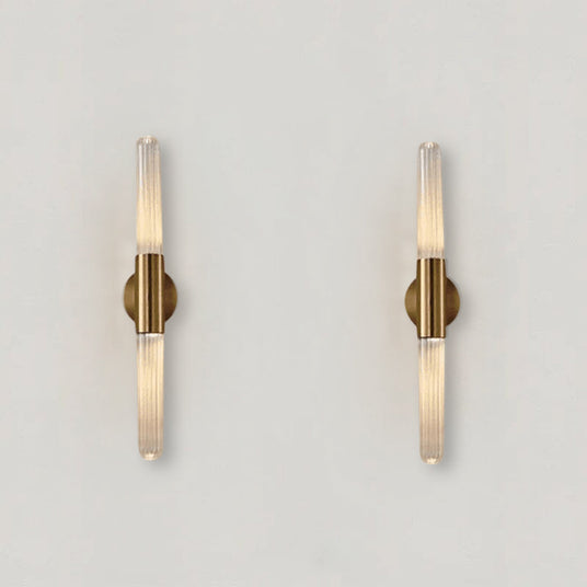 Iron and glass wall lamp finish detail