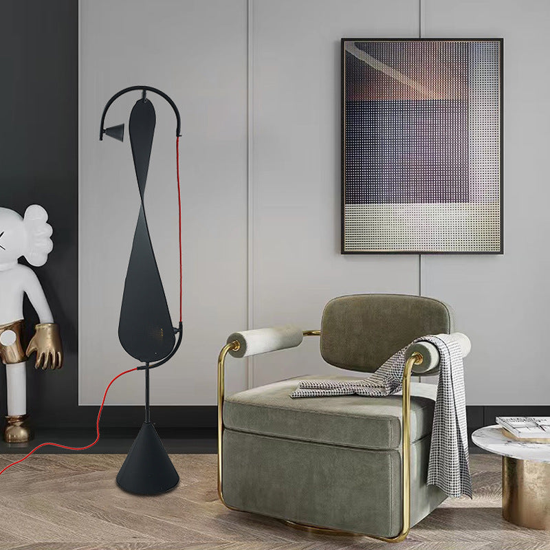 Black floor lamp with warm glow LED