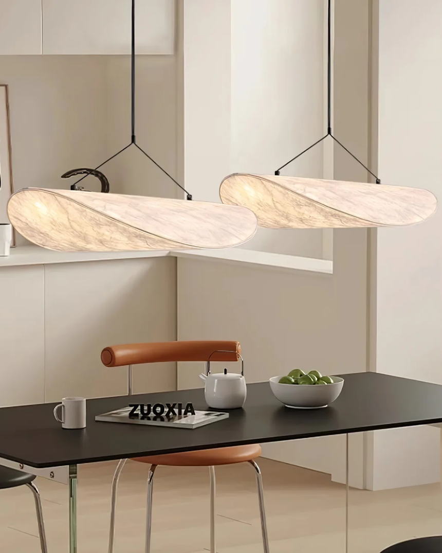 Sculptural Pendant Light Ribbon Silhouette Design