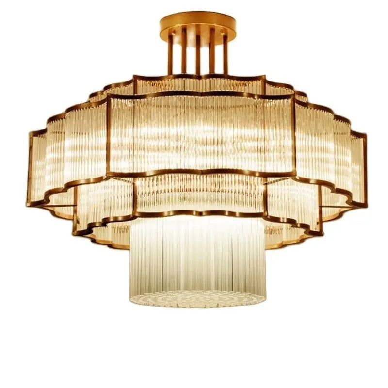 Tiered pendant light in gold finish